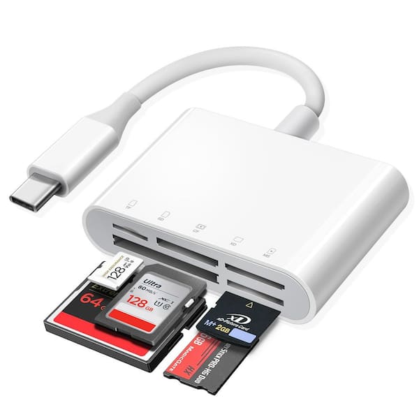 Vrbgify SD Card Reader for iPhone 15 iPad and Mac with 5 Slots, Supports SD MicroSD CF Compact Flash XD MS Memory Stick
