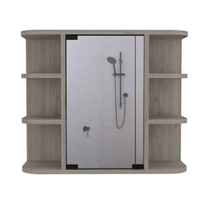 23.62 in. W x 19.68 in. H Gray Rectangular Wood Recessed or Surface Mount Medicine Cabinet with Mirror