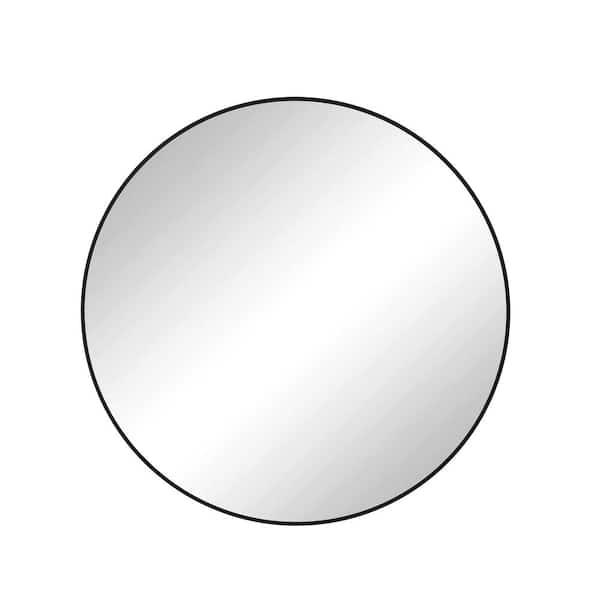48 in. W x 48 in. H Round Framed Wall Bathroom Vanity Mirror in Black