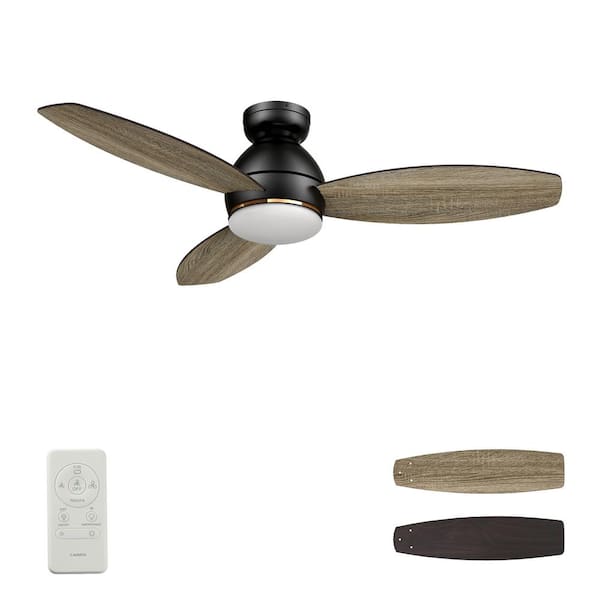 CARRO Bretton 48 in. Integrated LED Indoor/Outdoor Black Smart Ceiling Fan with Light and Remote, Works with Alexa/Google Home