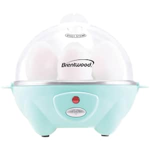 7-Egg Blue Electric Egg Cooker with Auto Shutoff