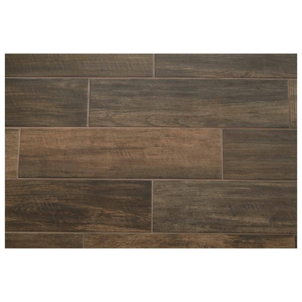 Daltile Brentwood Walnut 6 In X 24 In Glazed Porcelain Floor And Wall Tile 1455 Sq Ft Case Bw10624hd1pr The Home Depot