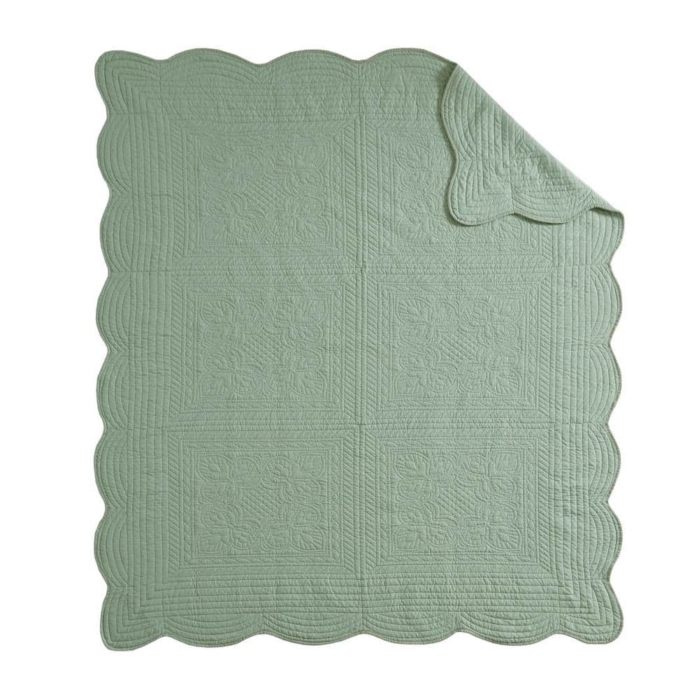 0623-1 BLANKET/ TILE ブランケット / タイル Vsmile 60 in. W x 72 in. H Seafoam Oversized Quilted Throw Blanket