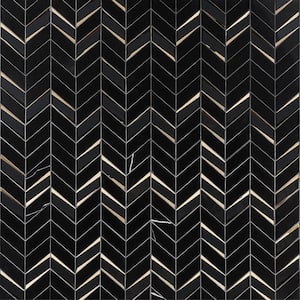Mogo Portoro 10.82 in. x 13.3 in. Polished Marble and Glass Wall Mosaic Tile (0.99 sq. ft./Each)