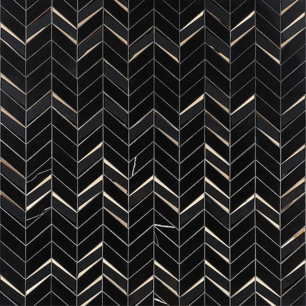 Ivy Hill Tile Mogo Portoro 10.82 in. x 13.3 in. Polished Marble and Glass Wall Mosaic Tile (0.99 sq. ft./Each)