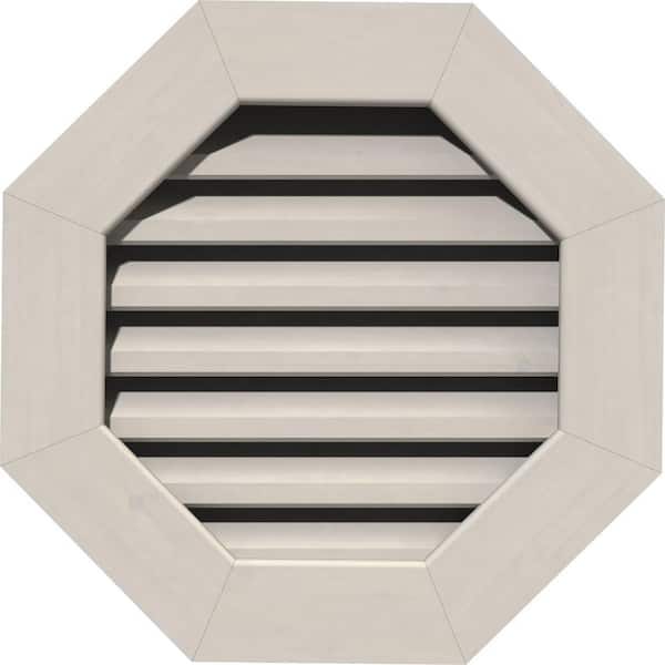 Ekena Millwork 41" x 41" Octagon Primed Smooth Pine Wood Paintable Gable Louver Vent Functional