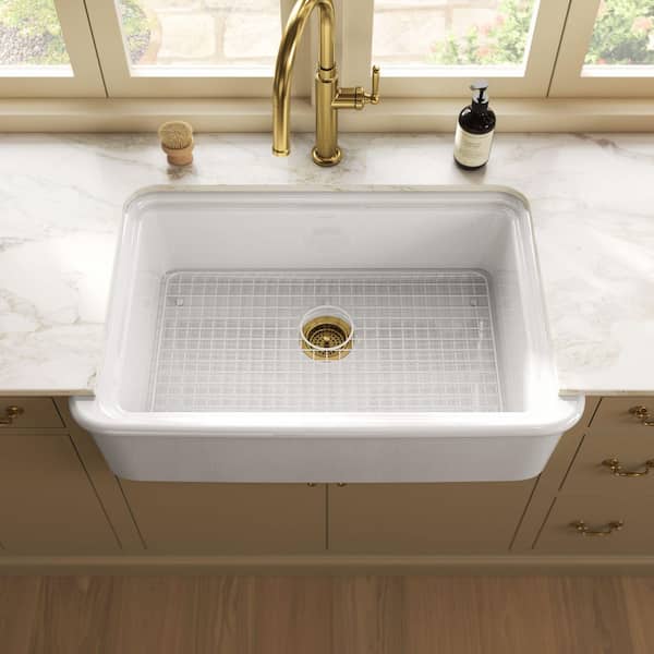 Audrine 35.5 In. Farmhouse/Apron-Front Single Bowl Fireclay Kitchen Sink In White