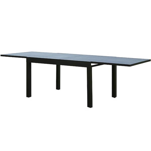 Wildaven 53 in./106 in. x 35 in. x 29.5 in. Aluminum Outdoor Dining Table Patio Expandable Table