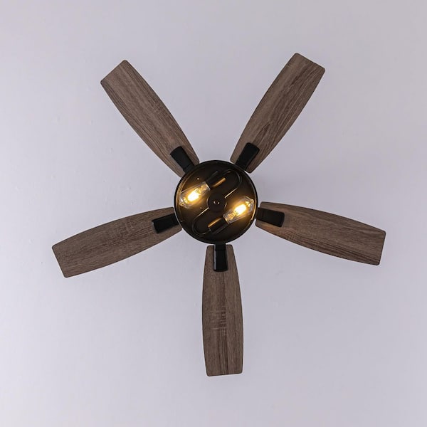 46-Inch Ceiling Fan w/Light & Remote, Farmhouse for Bedroom, Living Room & Patio, Black Caged (Indoor/Outdoor)
