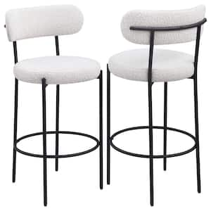 Viola 30 in. Cream Open Back Metal Bar Stool with Fabric Seat (Set of 2)