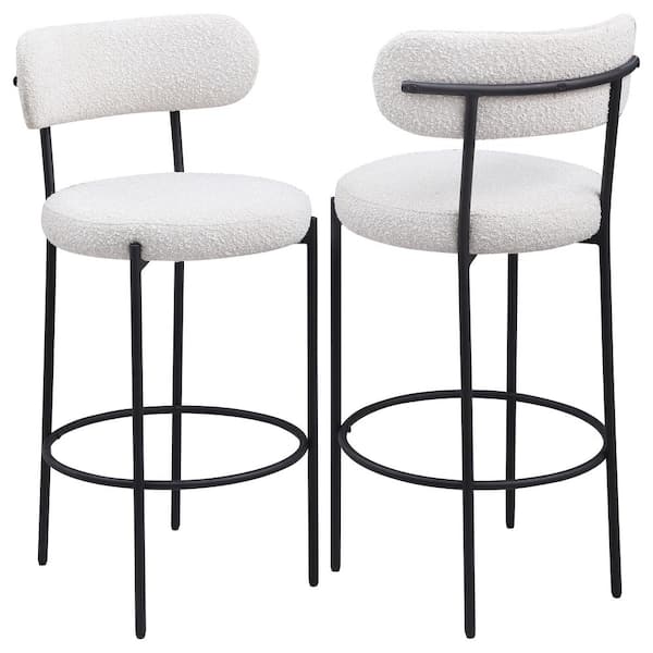 Coaster Viola 30 in. Cream Open Back Metal Bar Stool with Fabric Seat (Set of 2)