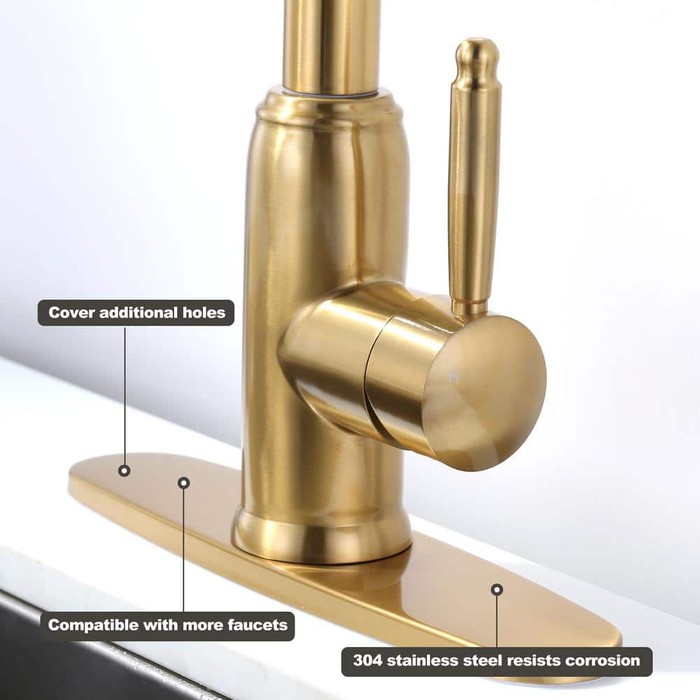 Brushed Gold Stainless Steel 10-Inch Faucet Deck Plate