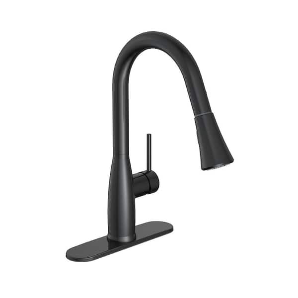 PRIVATE BRAND UNBRANDED Cartway Single-Handle Pull-Down Sprayer Kitchen Faucet in Matte Black (2-Pack)