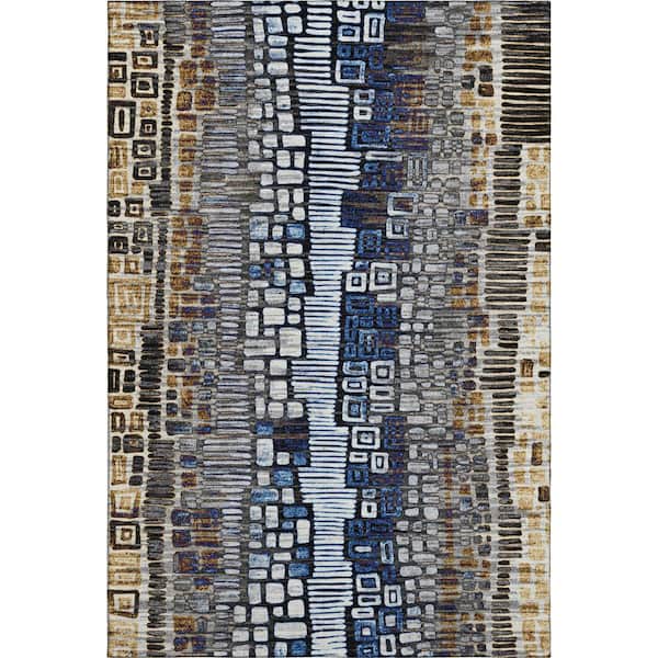 Mayfield Premium Machine Washable Abstract AMF2268 Pewter 3 ft. x 4 ft. Area Rug