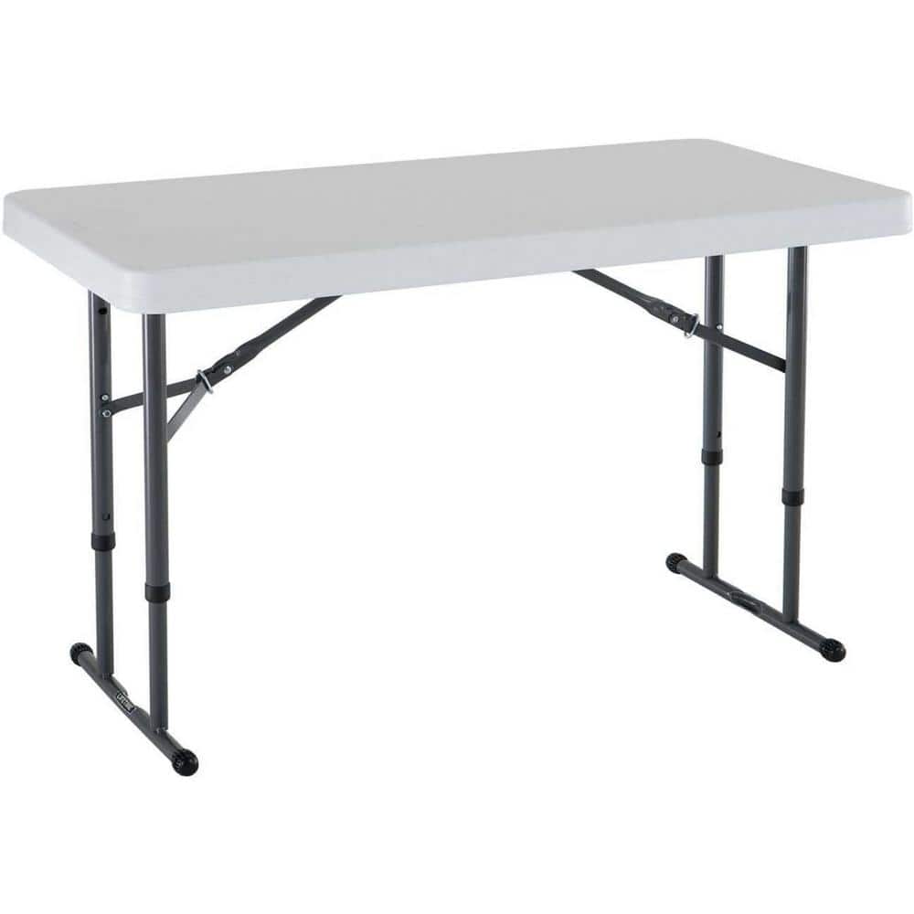 4 ft., White Granite Commercial Height Adjustable Folding Utility Table，p