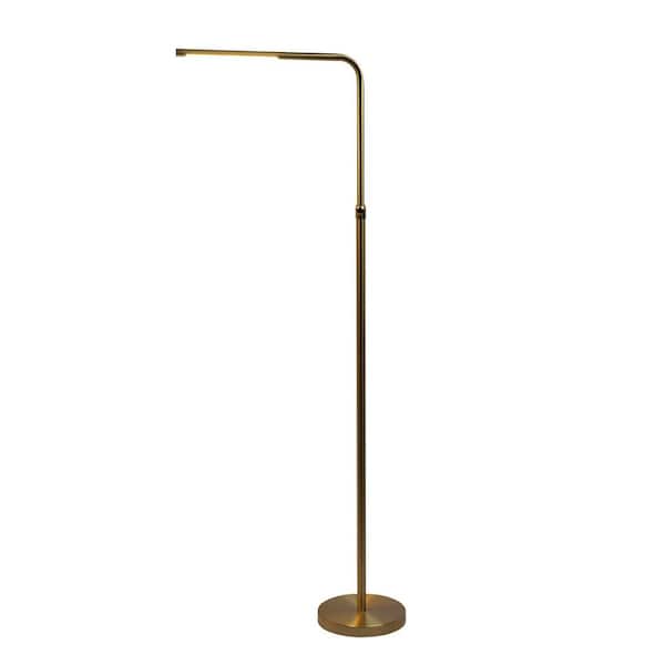 Avex 63 in. Gold Modern 1-Light Switch Adjustable Standard Floor Lamp with White Shade