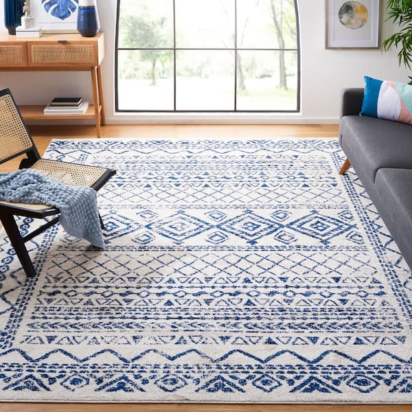 Tulum 12 ft. x 15 ft. Ivory/Navy Geometric Area Rug
