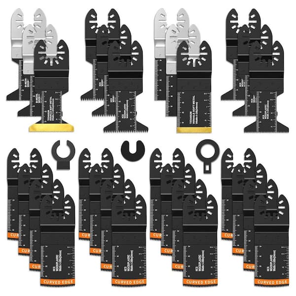 30-Piece Titanium Multitool Oscillating Saw Blades with Curved-Edge Design for Wood Metal Cutting Quick Release