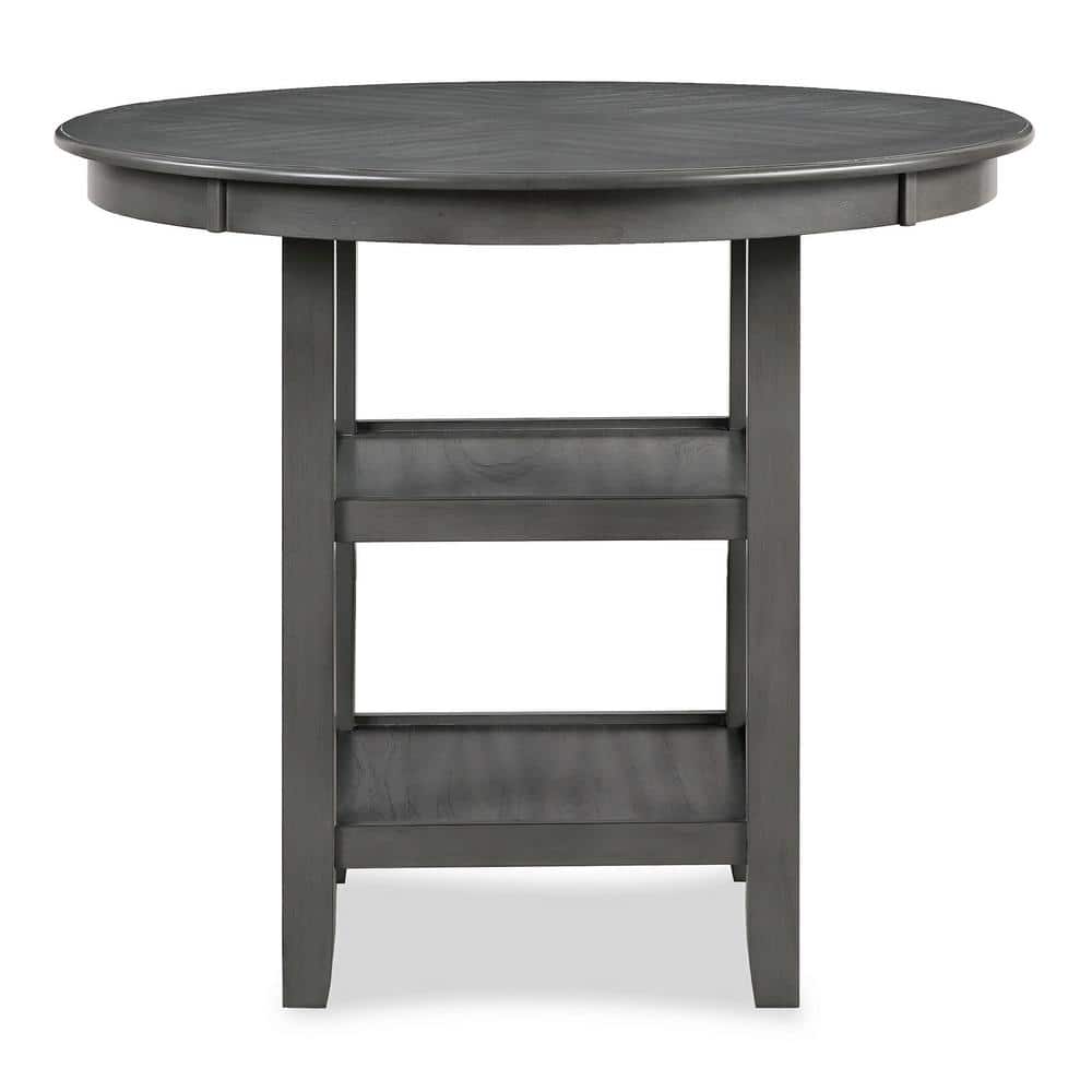 Cori Gray Round Wood Counter Dining Set with 4 Chairs