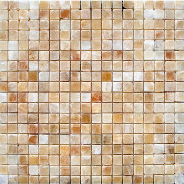 MSI Honey 12 in. x 12 in. x 10 mm Polished Onyx Mesh-Mounted Mosaic Tile (10 sq. ft. / case)