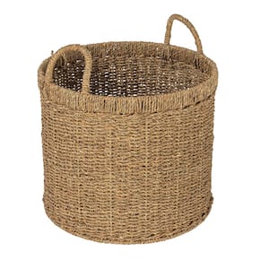 Natural Round Seagrass Decorative Basket with Handles