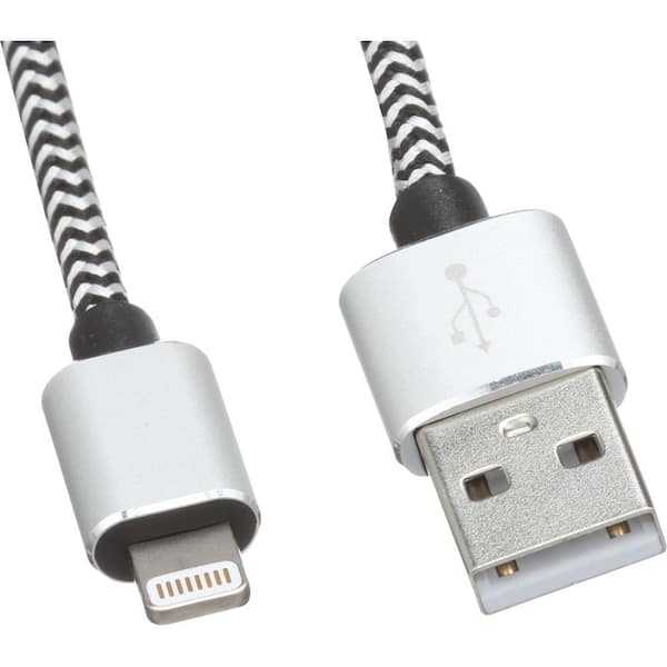 Zenith 3 ft. Braided Lightning 8-Pin to USB A Cable, Black