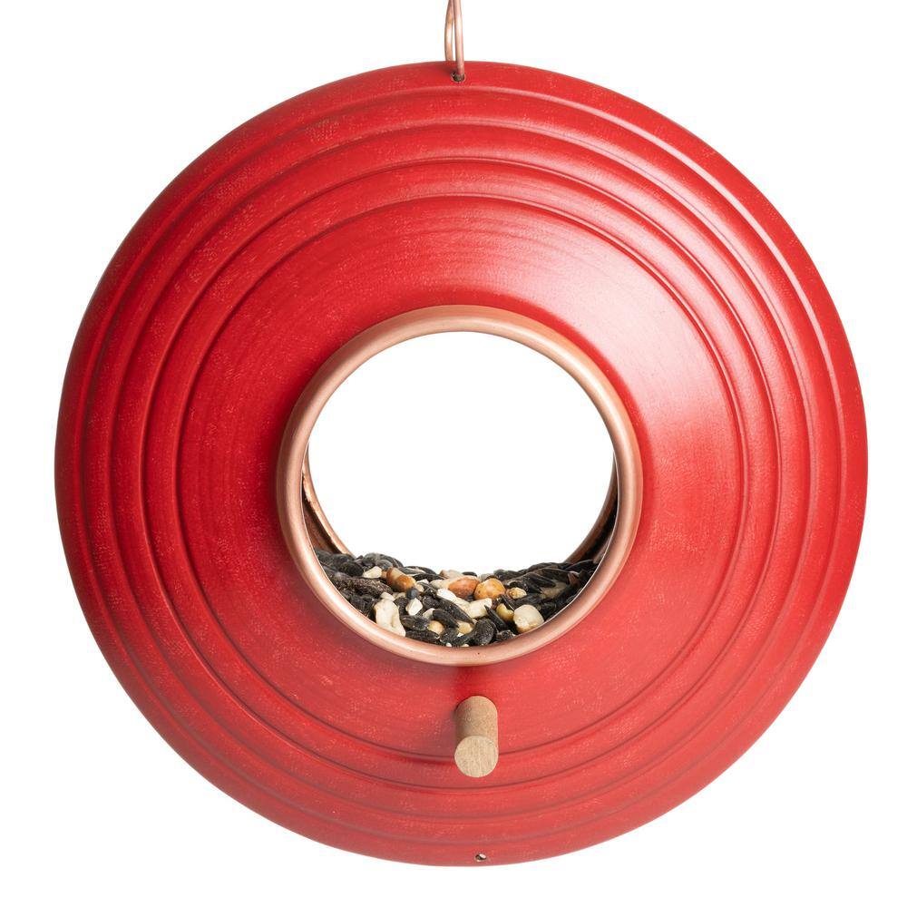 Mojave Copper and Red Hanging Fly-Thru Bird Feeder