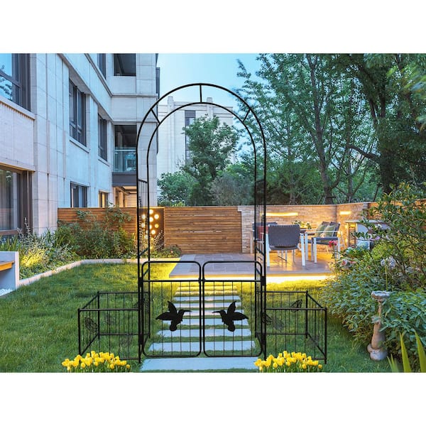Cesicia 87 in. H Iron Events Arbor Trellis Climbing Plants Support with Doors