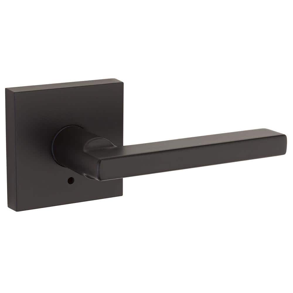 Kwikset Halifax Square Matte Black Privacy Bed/Bath Door Handle Kwikset Halifax Square Matte Black Privacy Bed/Bath Door Handle