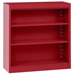 Welded 36 in. Tall Red Metal Standard Bookcase