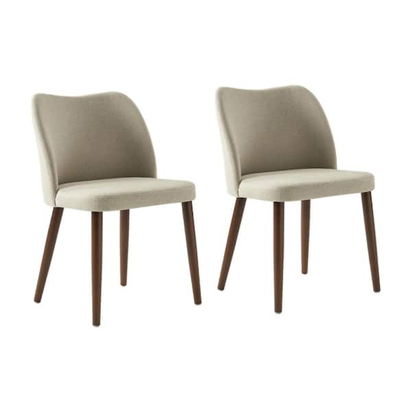JAYDEN CREATION Eliseo Beige Modern Upholstered Dining Chair with Solid Wood Legs Set of 2
