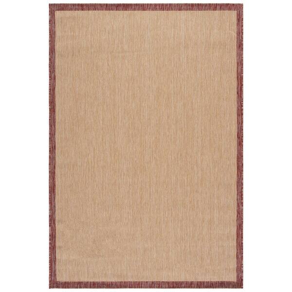 Courtyard 7 x 10 Beige/Red Border Area Rug