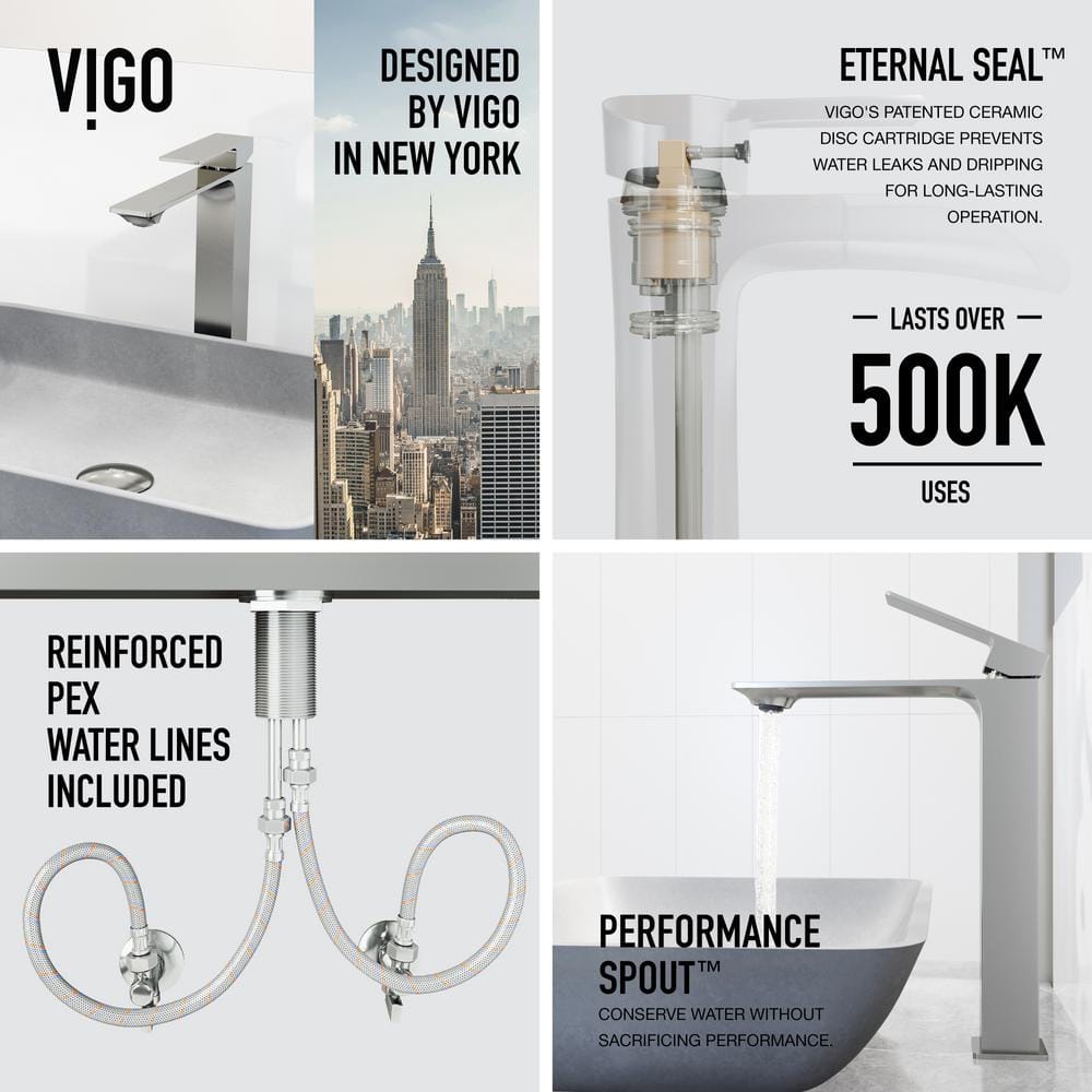 Dunn Brushed Nickel Tall Vessel Bathroom Faucet