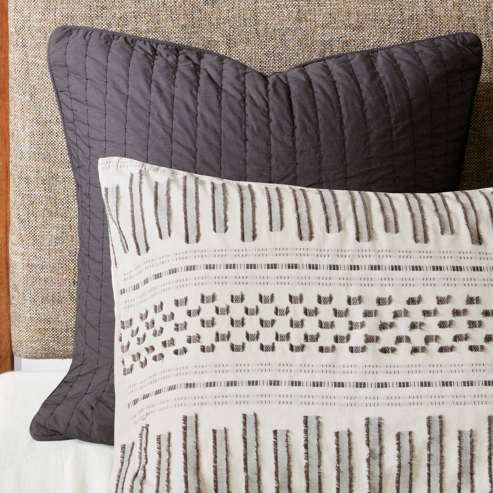 Ivory Cotton King Bedspread Cover with Textured Accent