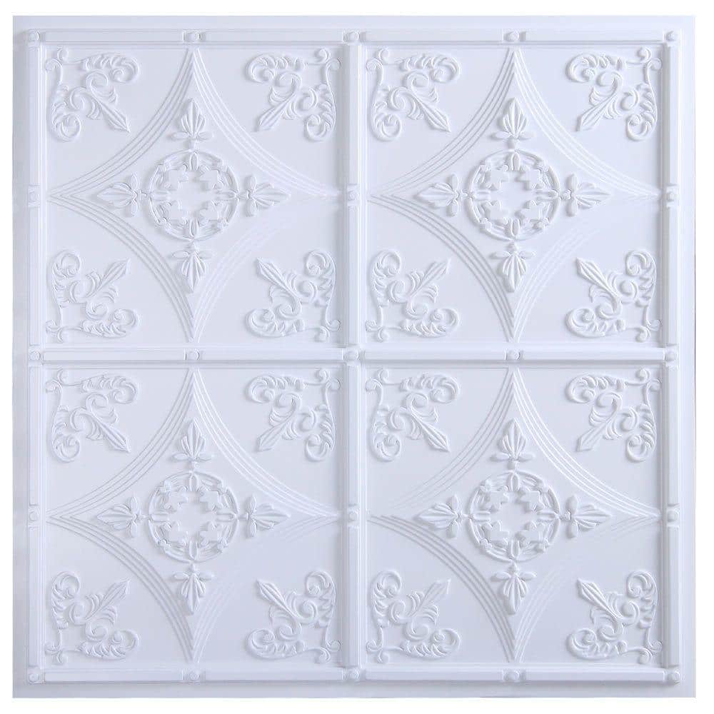 uDecor Basilica 2 ft. x 2 ft. Lay-in or Glue-up Ceiling Tile in White ...