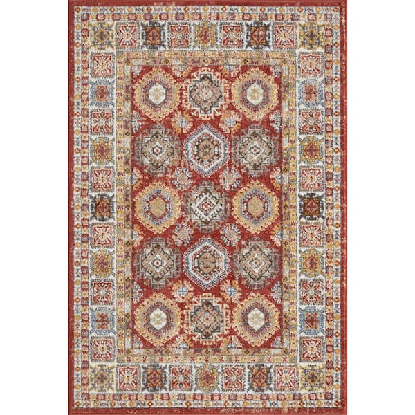 LOOMAKNOTI Alsbrooke Delary Orange 4 ft. x 6 ft. Oriental Polypropylene Area Rug