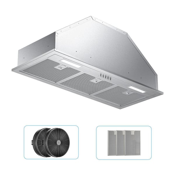 VIKIO 36 in. 900 CFM Convertible Insert Range Hood in Stainless Steel with LED Lights