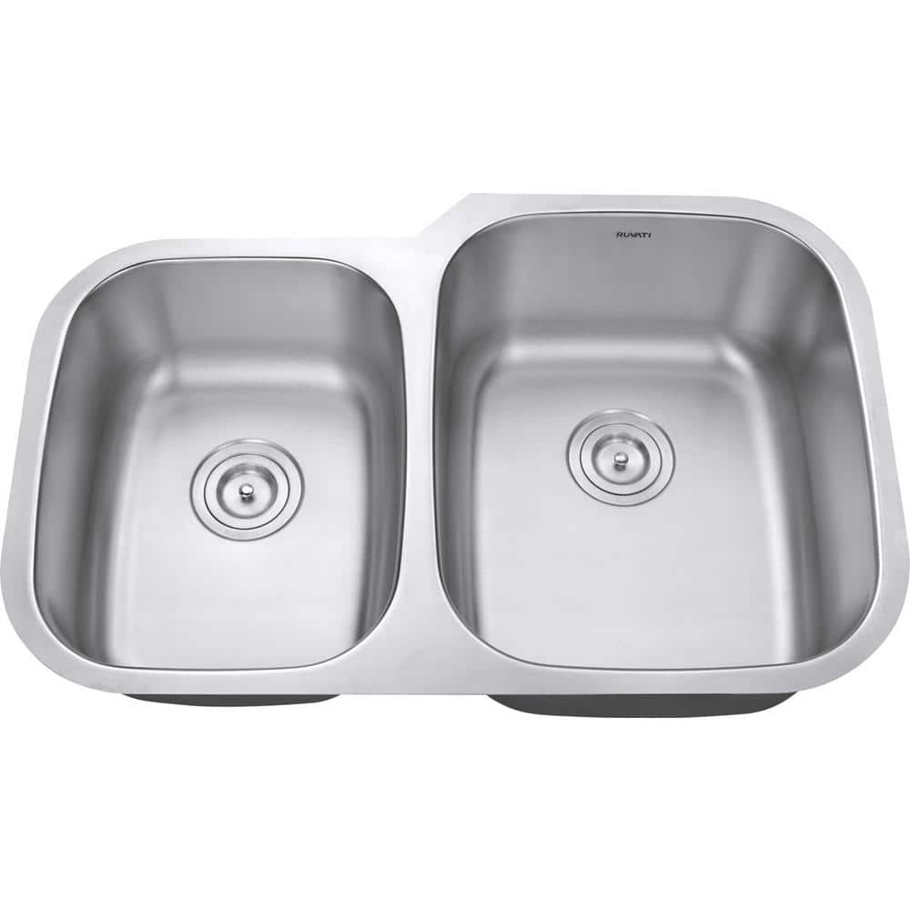 Ruvati 32-inch Satin Finish Stainless Steel Double Bowl Kitchen Sink