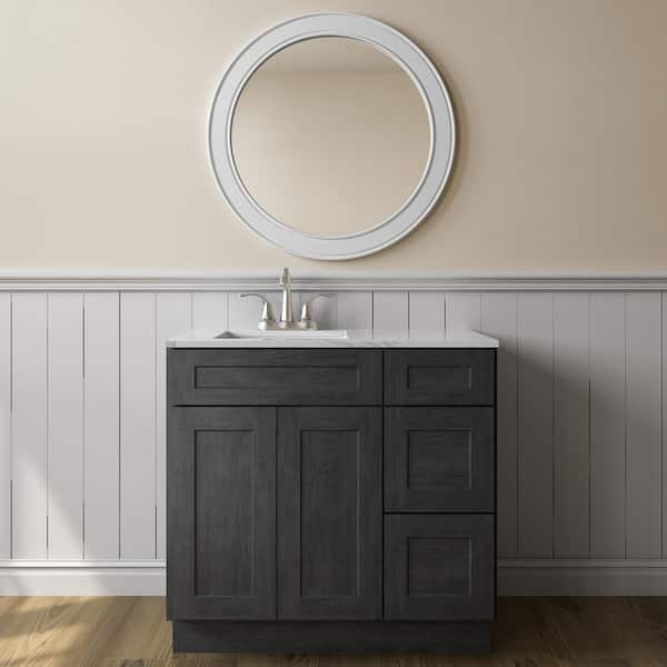 HOMEIBRO 36 in. W x 21 in. D x 34.5 in. H Shaker Charcoal Plywood Ready to Assemble Vanity Base Kitchen Cabinet without Top