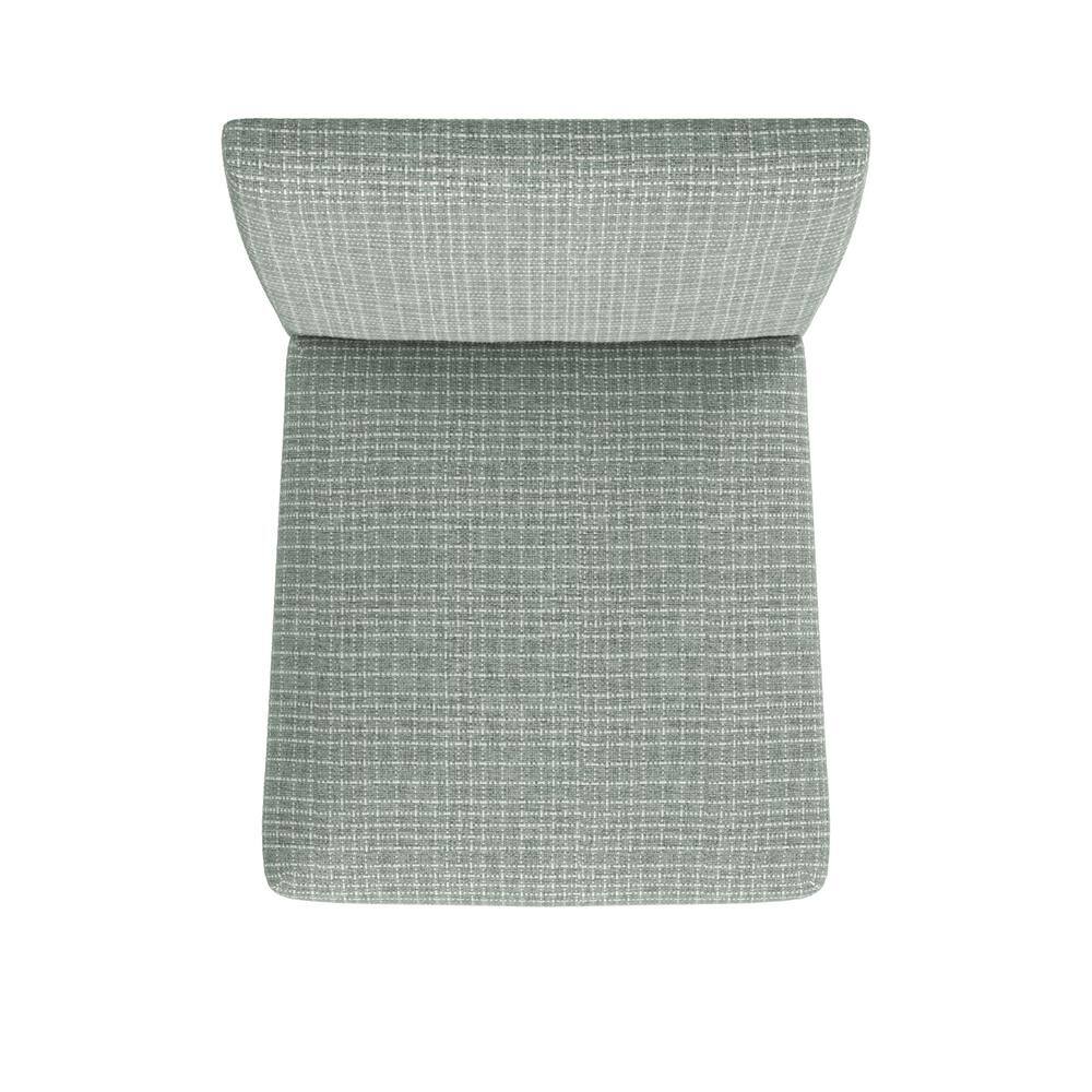 Gray Mini Grid Upholstered Counter Stool with Wood Legs