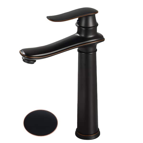 AKLFGN Single Handle Single Hole Bathroom Vessel Sink Faucet, Waterfall Bathroom Faucet with Pop-Up Drain in Oil Rubbed Bronze