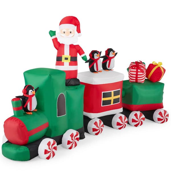 8.5 x 5 ft. Inflatable Christmas Train with Animated Santa Claus and 10-LED Lights