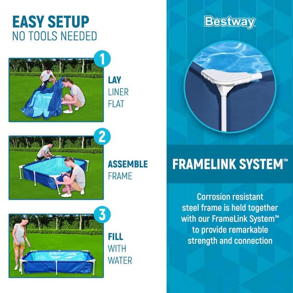 Pro 87 in. x 59 in. Rectangular 17 in. Deep Metal Frame Above Ground Pool