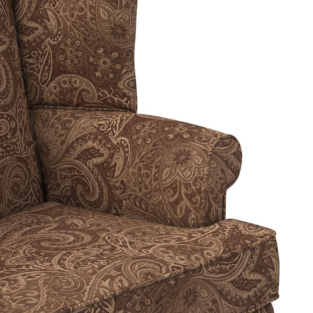 Traditional Coco Brown Chenille Wingback Handcrafted Accent Chair