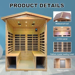 Moray 4-Person Outdoor Fir Infrared Sauna with 8 Far-infrared Carbon Crystal Heaters and Chromotherapy