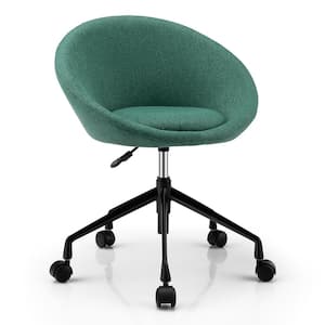 Adjustable Swivel Accent Chair Linen Office Chair Round Back Vanity Chair Green