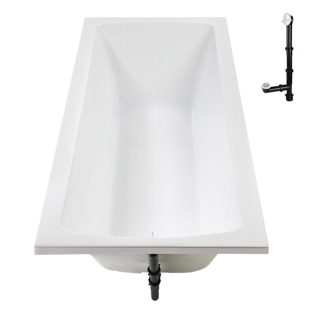 66" x 34" Glossy White Acrylic Soaking Drop-In Bathtub