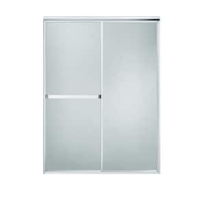Standard 52 in. x 65 in. Framed Sliding Shower Door in Silver with Handle