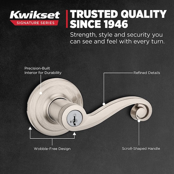 Kwikset Lido Satin Nickel Keyed Entry Door Handle with Lock