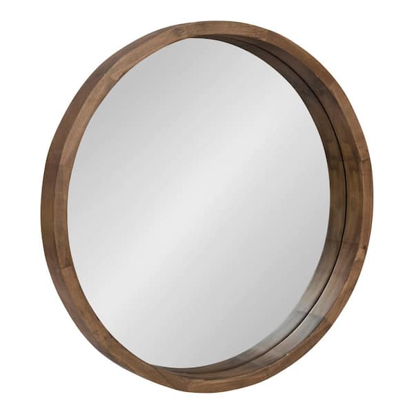Kate and Laurel Hutton Round Natural Wall Mirror